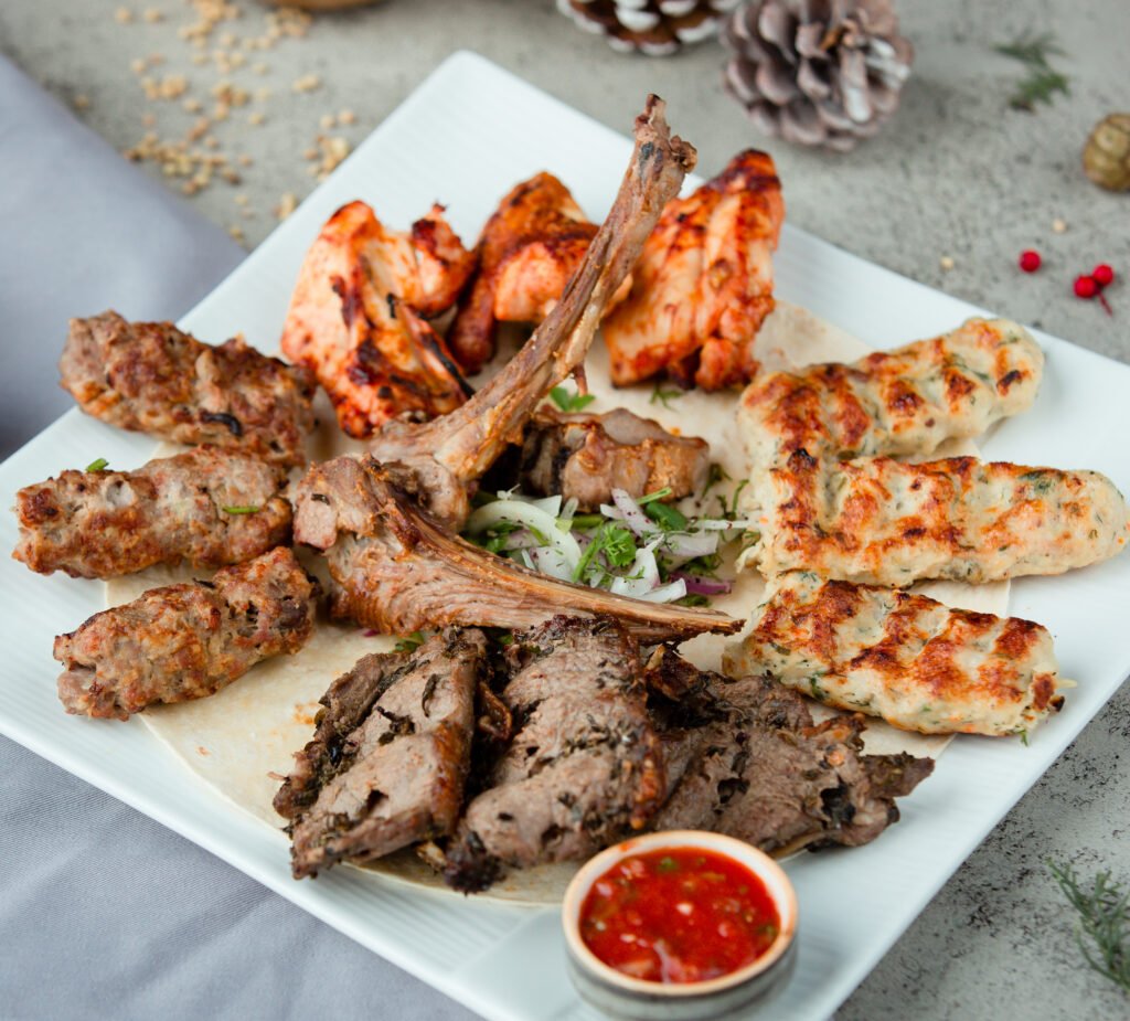 azeri national kebab mix with onions and herbs